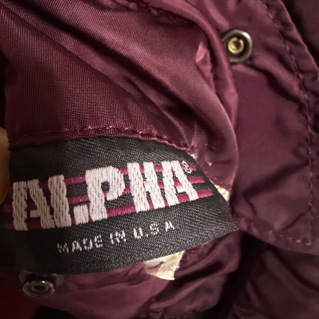 【レア】希少カラー★80s旧タグ USA製 ALPHA MA-1 ボルドー M