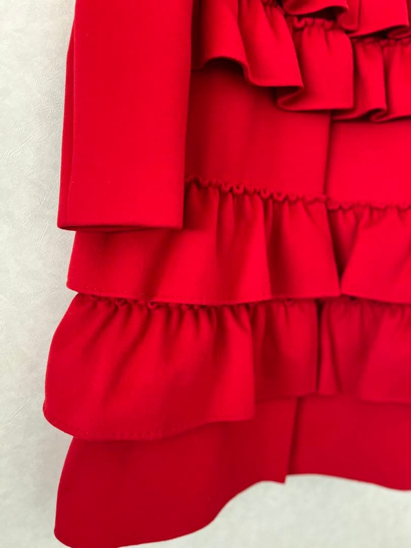 【新品】BORDERS at BALCONY ラッフル　フリルコート 赤　レッド