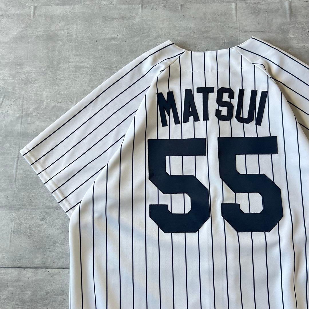【usa製、松井秀喜#55】Majestic MLBヤンキースゲームシャツ野球
