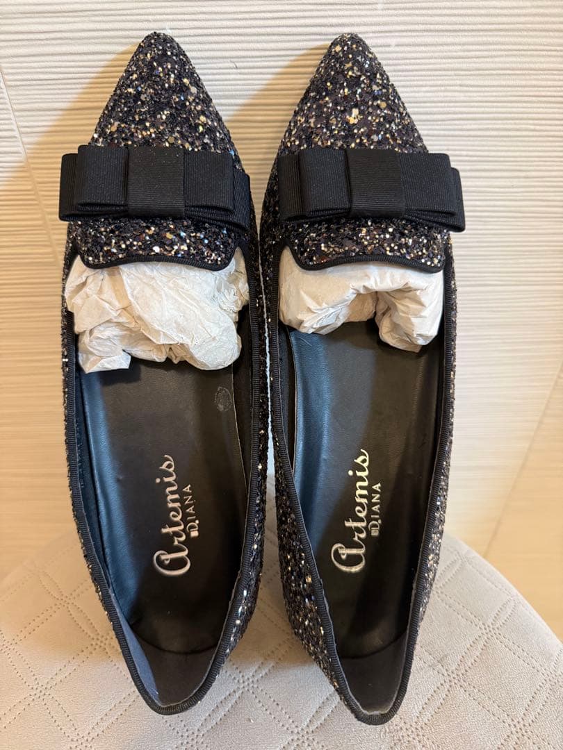 ダイアナ　グリッター ポインテッドトゥ パンプス　ブラック　新品未使用