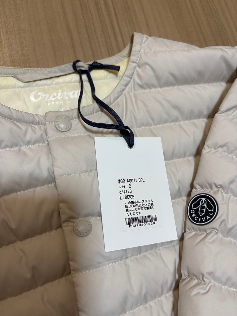 ★美品★ORCIVAL インナーダウンクルーネック　ライトベージュ サイズ2