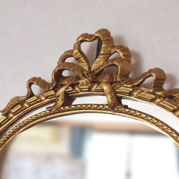 イタリア製 ロココ調 ヨーロピアン オーバルミラー ゴールド アンティーク調 横