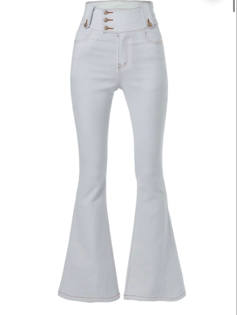 BELEAR MIMI カラーステッチフレアデニム white XSサイズ