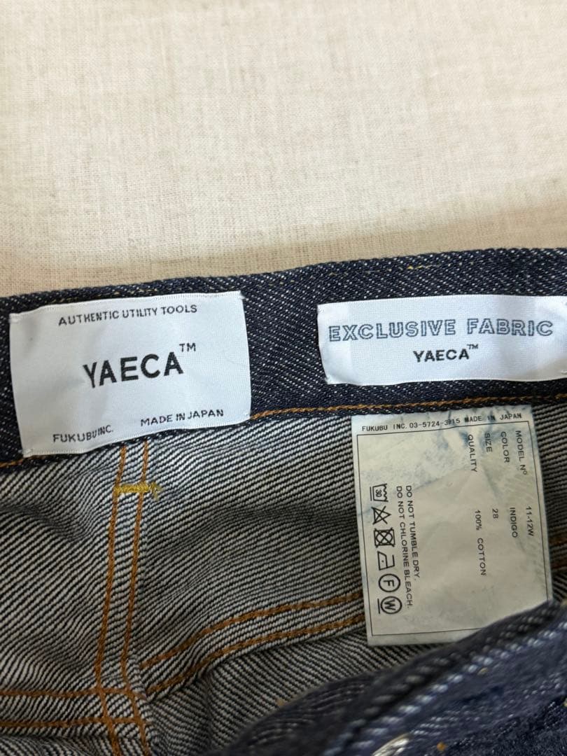 未使用　YAECA インディゴ　コットン100 ストレートジーンズ　日本製　28