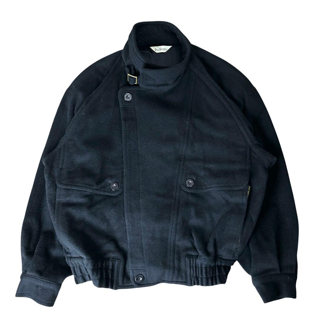 Vintage 90s【変形】all black wool jacket