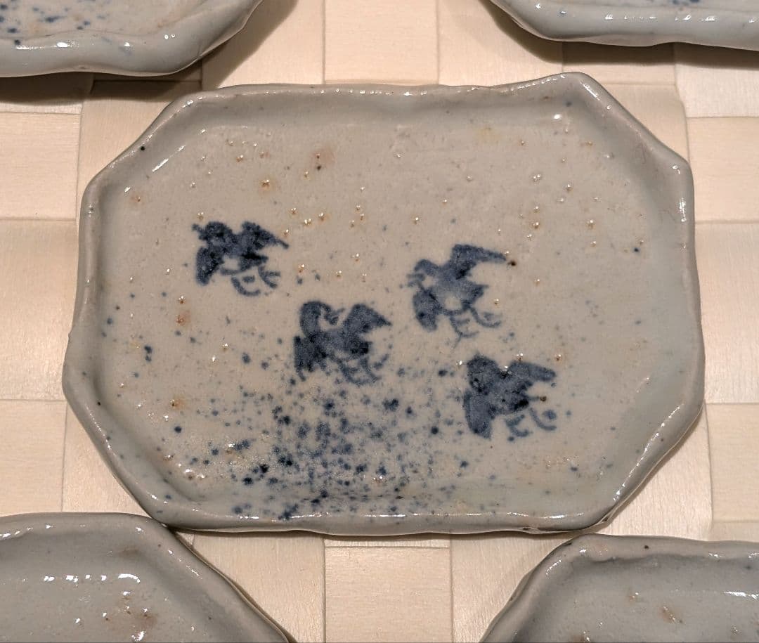 柴山勝　青華　吹墨　豆皿　５枚セット