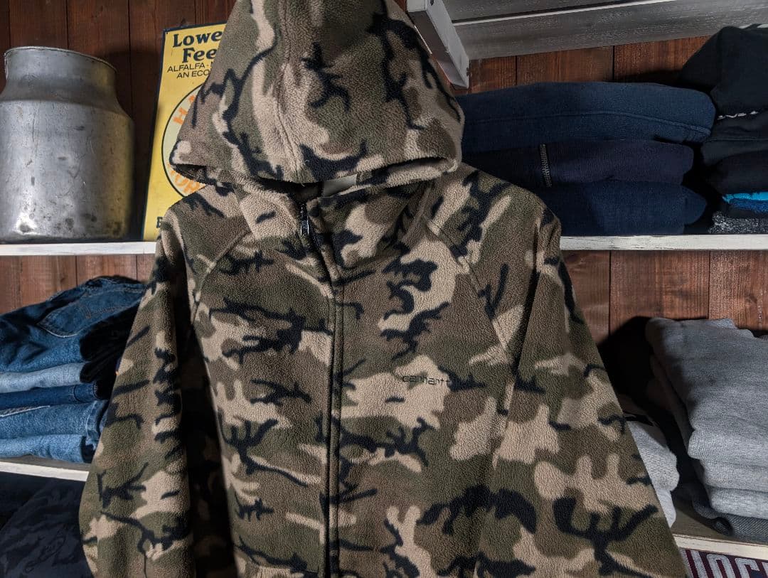 00s　old　Carhartt　タイガーカモ　ジップパーカー　ワンポイント刺繍