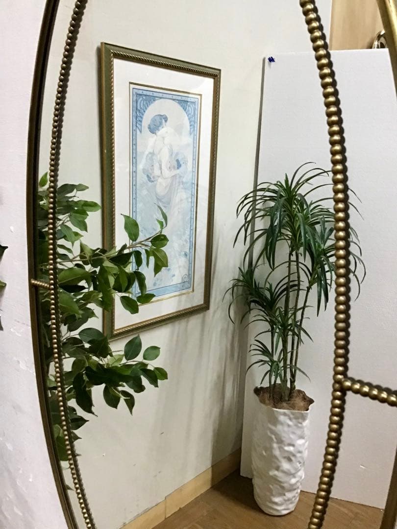 管326☆イタリア製☆真鍮製☆アンティーク☆オーバルミラー☆