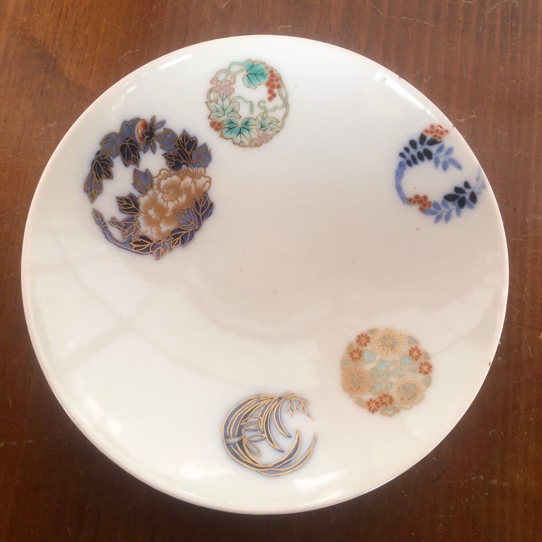 深川製磁 染錦花丸紋 小皿 小鉢 金彩 小付 銘々皿 盛皿 取皿 オールド深川