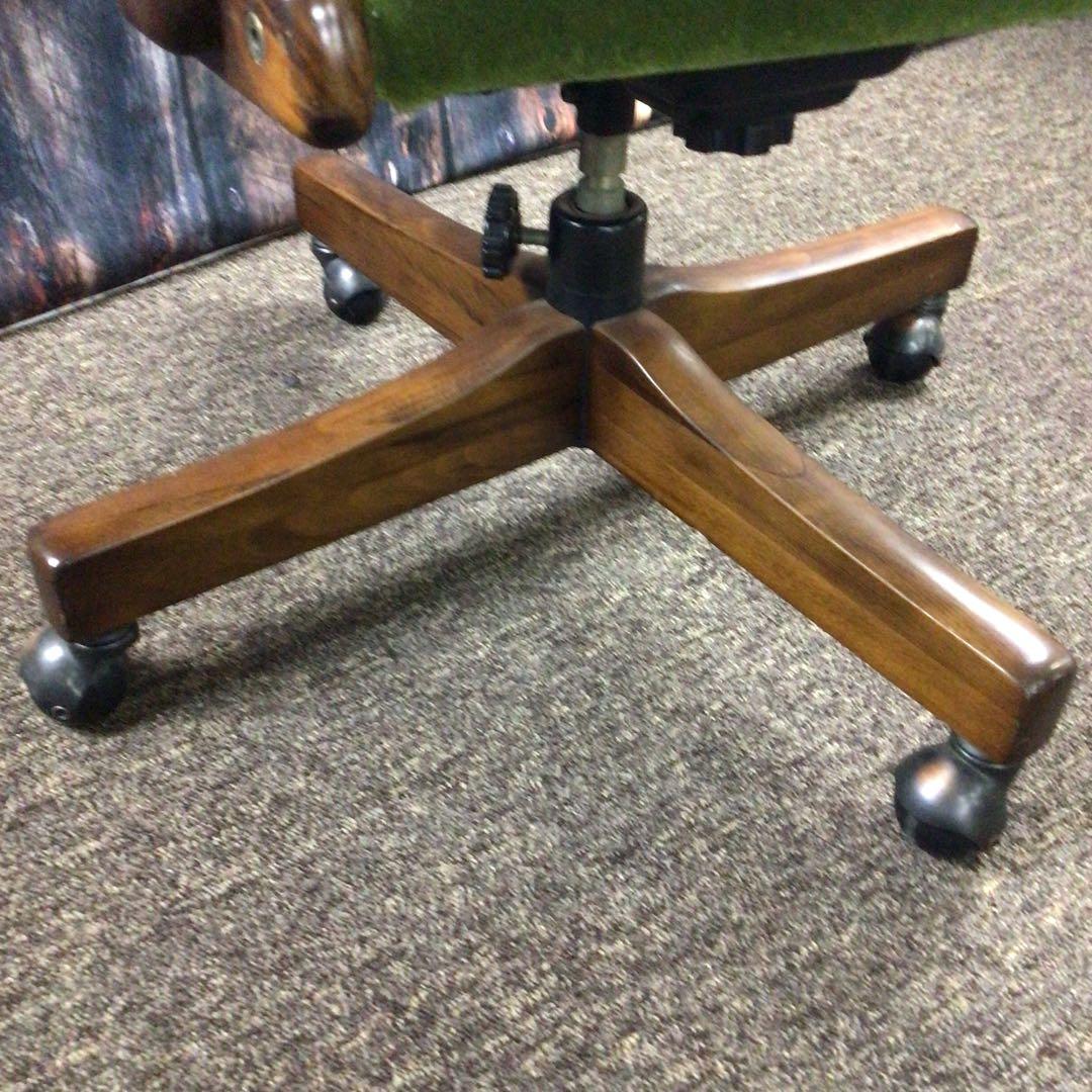 カリモク コロニアル デスクチェア グリーン オールドカリモク