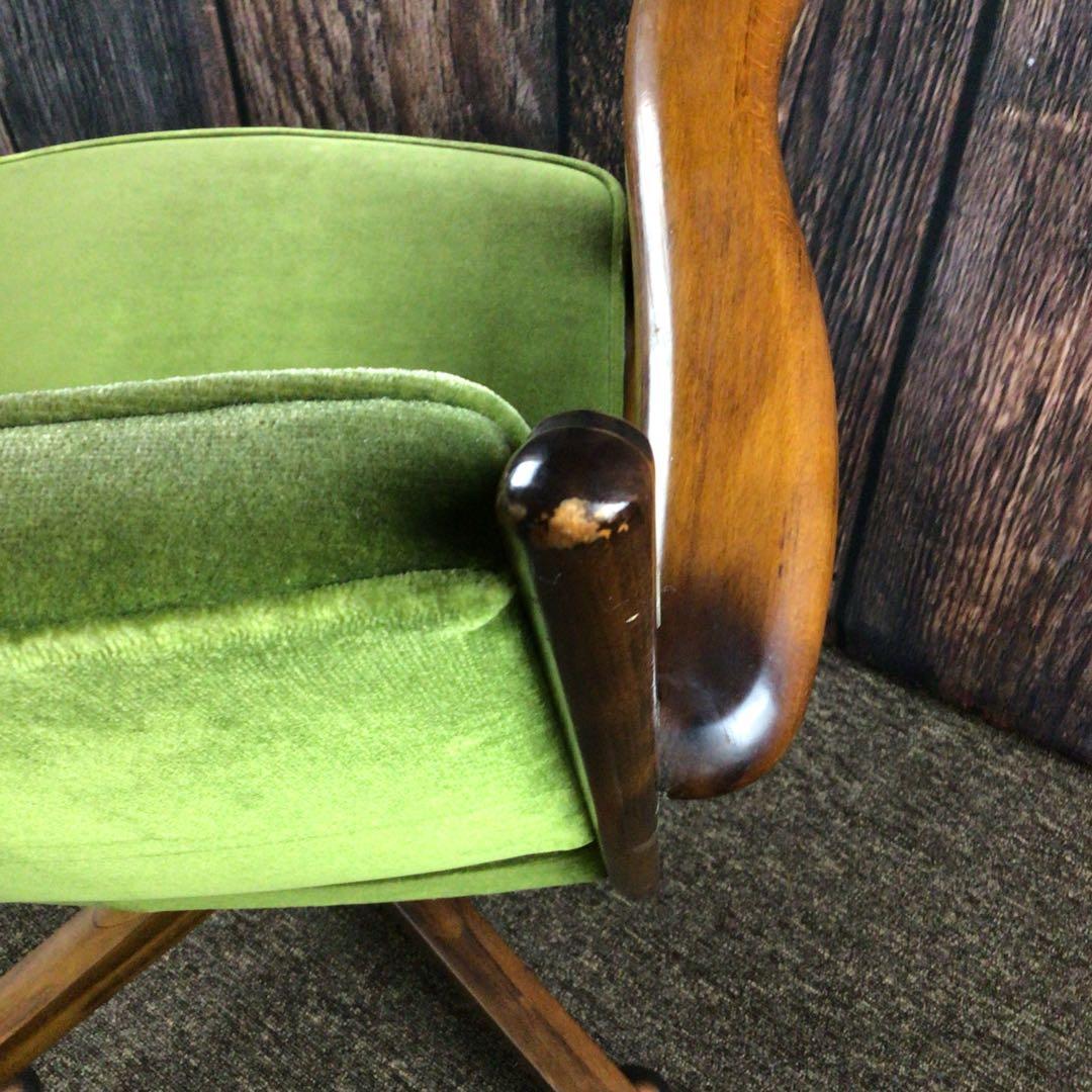 カリモク コロニアル デスクチェア グリーン オールドカリモク