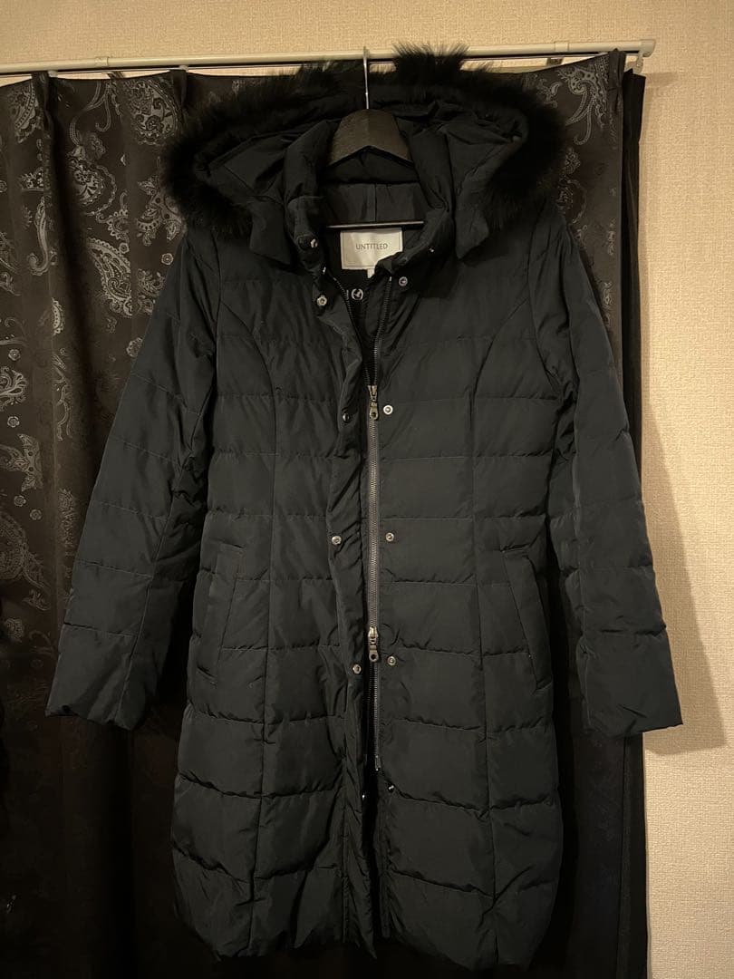 UNTITLED ブラック フード付きロングダウンコート　サイズ1 S 極美品
