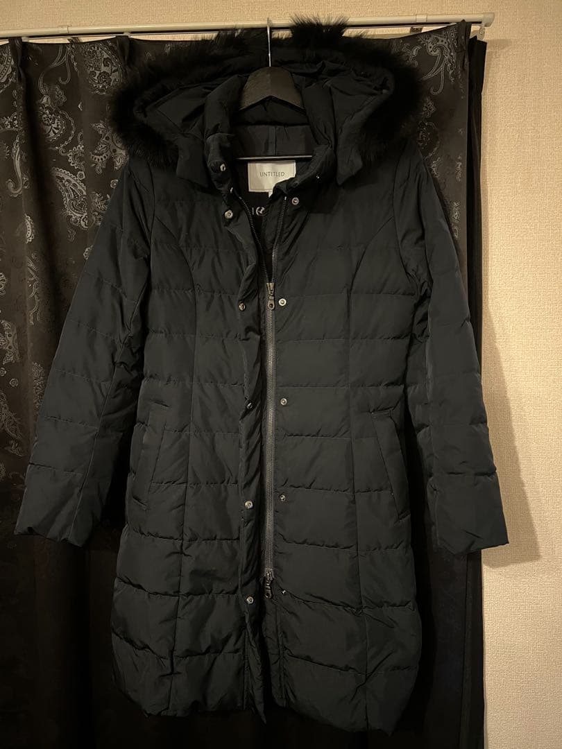 UNTITLED ブラック フード付きロングダウンコート　サイズ1 S 極美品