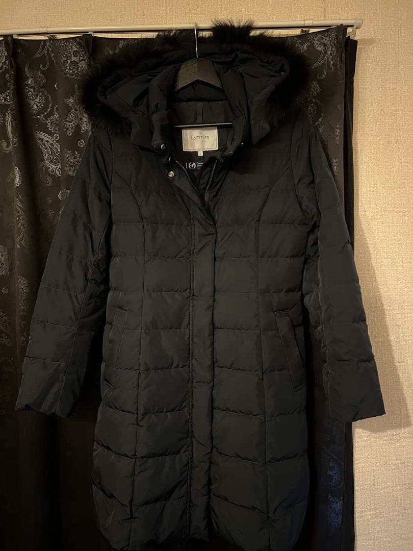 UNTITLED ブラック フード付きロングダウンコート　サイズ1 S 極美品