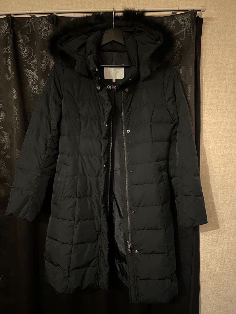 UNTITLED ブラック フード付きロングダウンコート　サイズ1 S 極美品