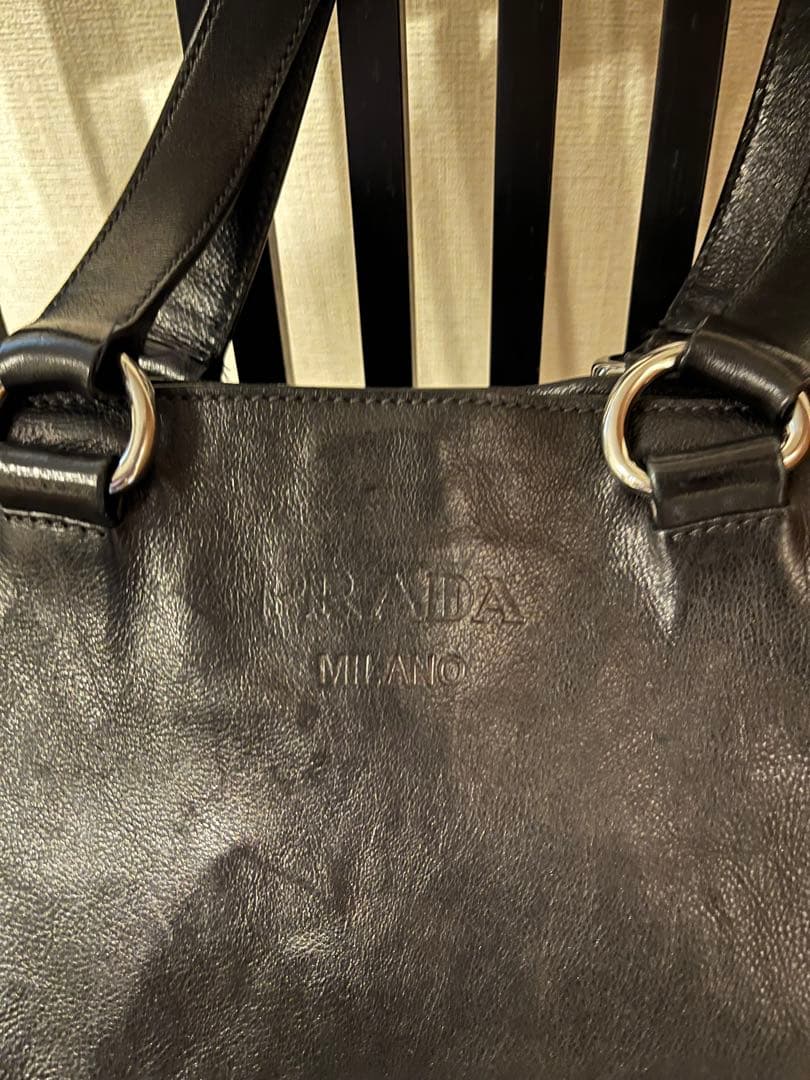 PRADA 黒 レザートートバッグ　2way ショルダー