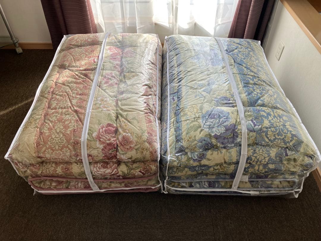 新品日本製作りたて掛布団、敷布団2組セット 綿100% ピンク、ブルーペアセット