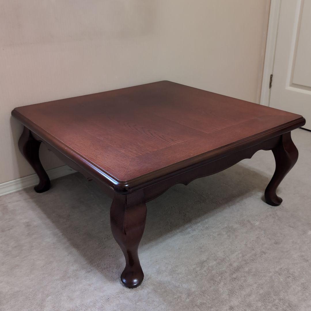 猫足 木製正方形こたつ ブラウン