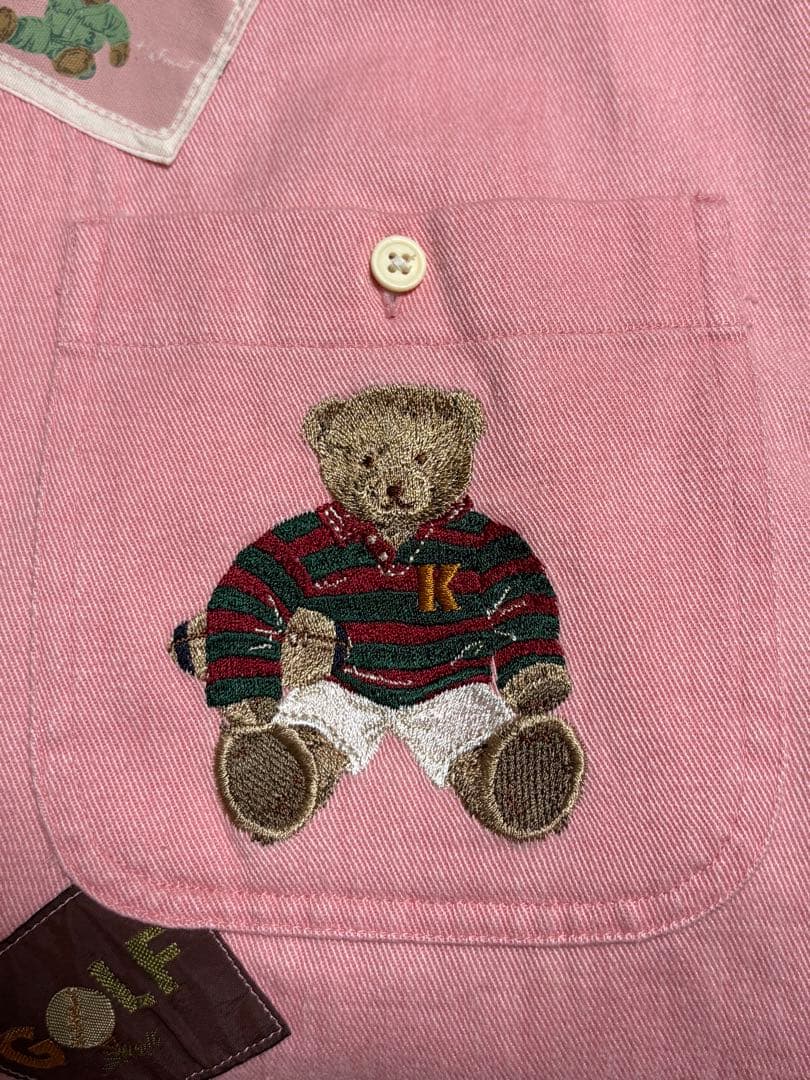 karl helmut ラグビーくま ワッペン 長袖シャツ　ピンクハウス