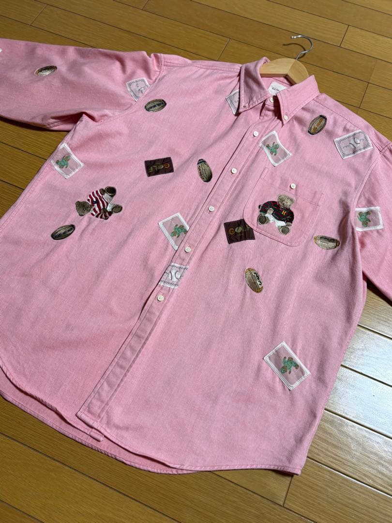 karl helmut ラグビーくま ワッペン 長袖シャツ　ピンクハウス
