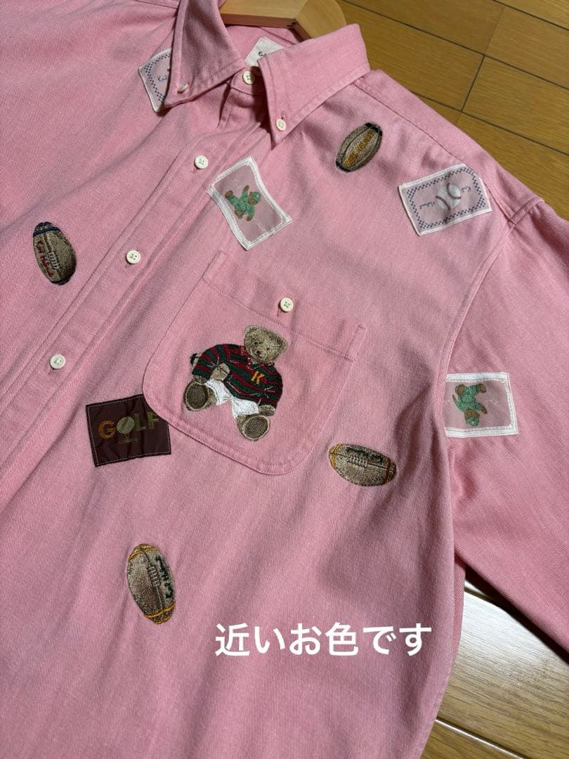 karl helmut ラグビーくま ワッペン 長袖シャツ　ピンクハウス
