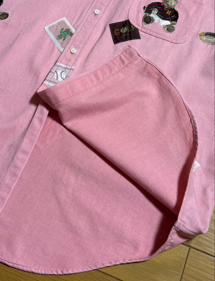 karl helmut ラグビーくま ワッペン 長袖シャツ　ピンクハウス