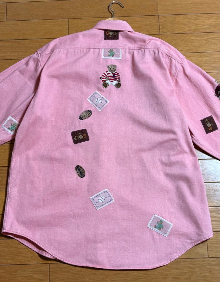 karl helmut ラグビーくま ワッペン 長袖シャツ　ピンクハウス