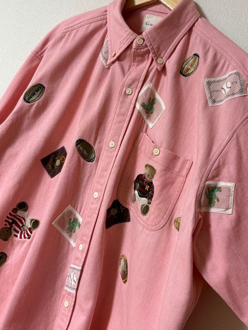 karl helmut ラグビーくま ワッペン 長袖シャツ　ピンクハウス