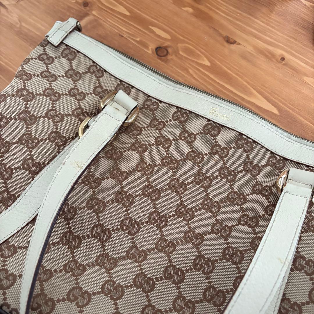 グッチ トートバッグ GGキャンバス ブラウン ベージュ シャンパンゴールド