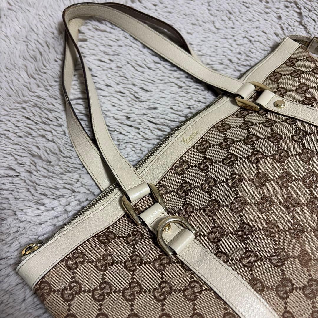 グッチ トートバッグ GGキャンバス ブラウン ベージュ シャンパンゴールド