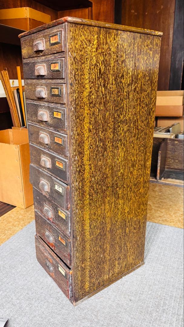 値下げしました　昭和レトロ　木製10段引き出し　古家具