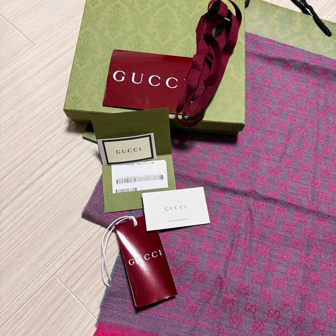 大判新品✨GUCCIマフラー❗️箱紙袋セット❗️グッチマフラー　レディース