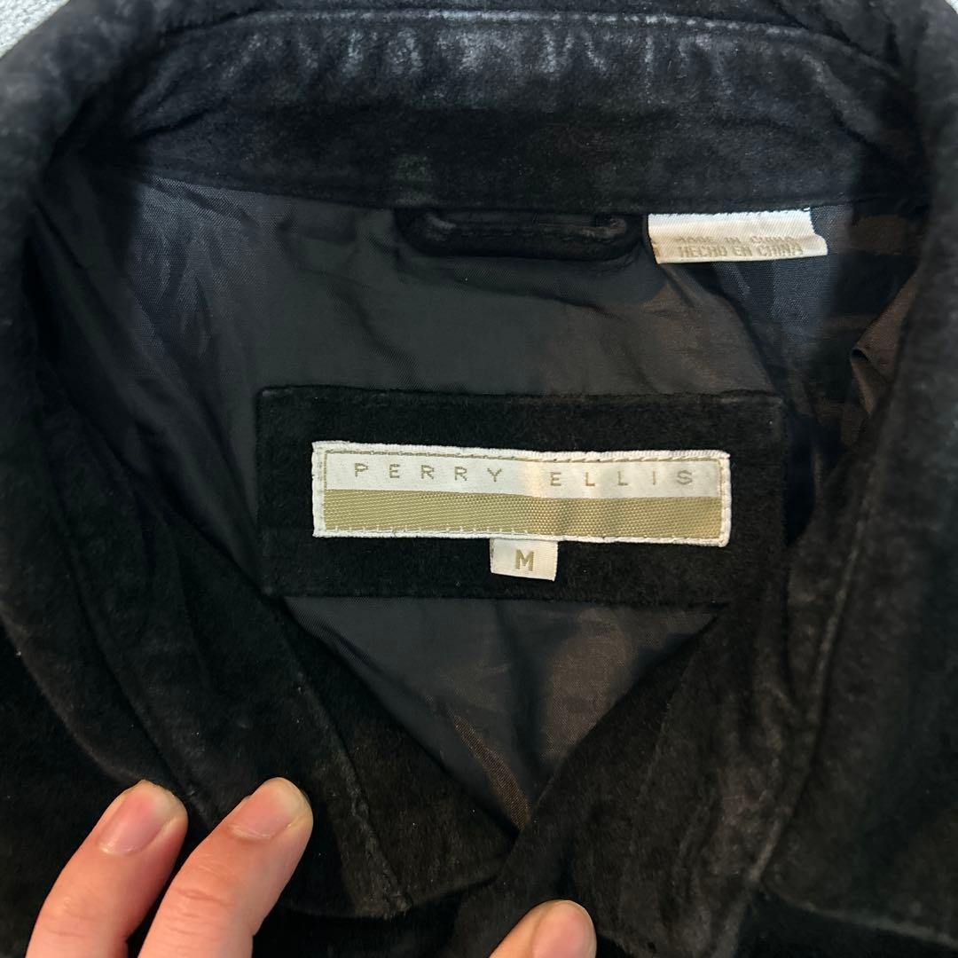 PERRY ELLIS ブラック スエードジャケット M 本革 短丈 ボックス