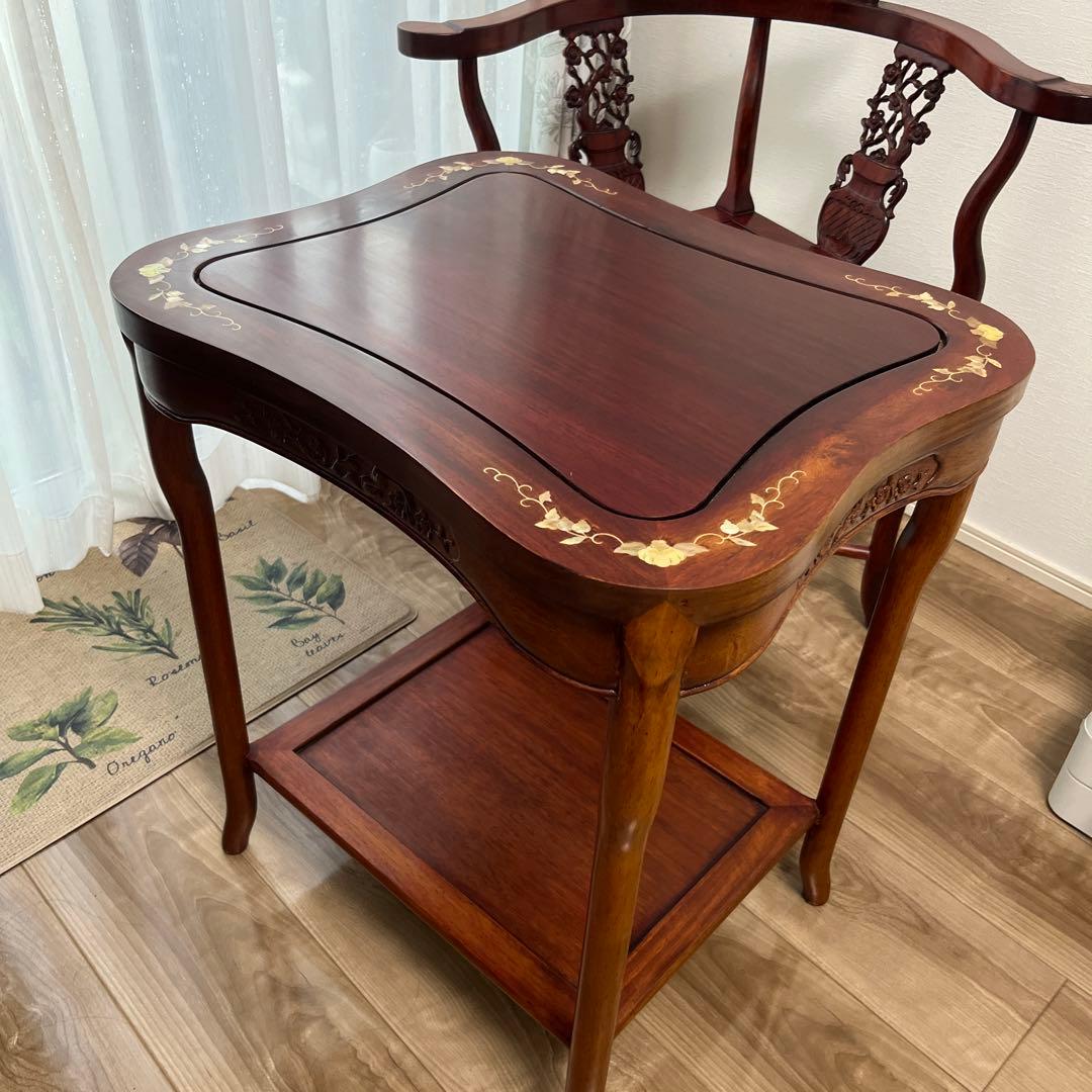 中国螺鈿家具セット 2脚の椅子+テーブル