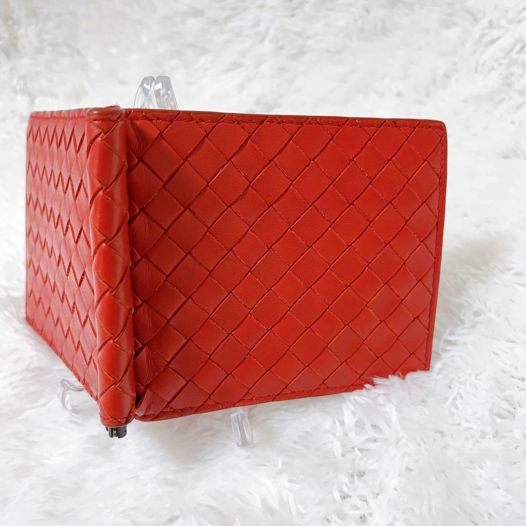 【希少】Bottega Veneta ボッテガ 2つ折り財布 マネークリップ 赤