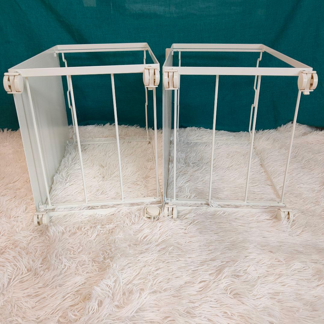 美品✨山崎実業　ホワイト レジ袋 目隠し2分別ダストワゴン ×２個