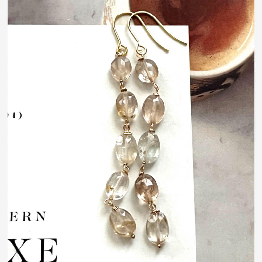 1点作品専用☺︎ アレンジブラウントパーズピアス　イヤリングに変更可能☺︎