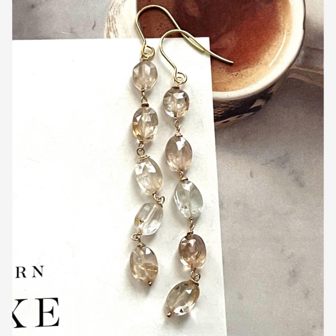 1点作品専用☺︎ アレンジブラウントパーズピアス　イヤリングに変更可能☺︎