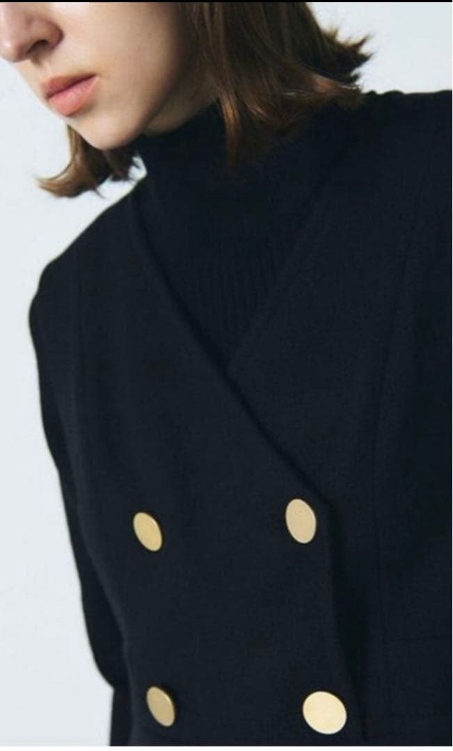 グレースコンチネンタル　黒 ダブルボタン Aライン ワンピース