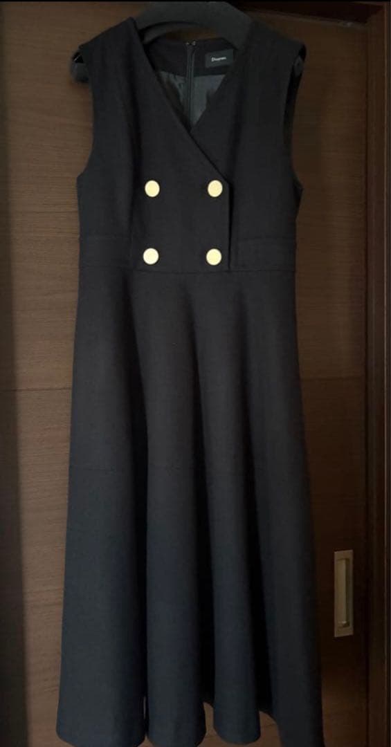 グレースコンチネンタル　黒 ダブルボタン Aライン ワンピース