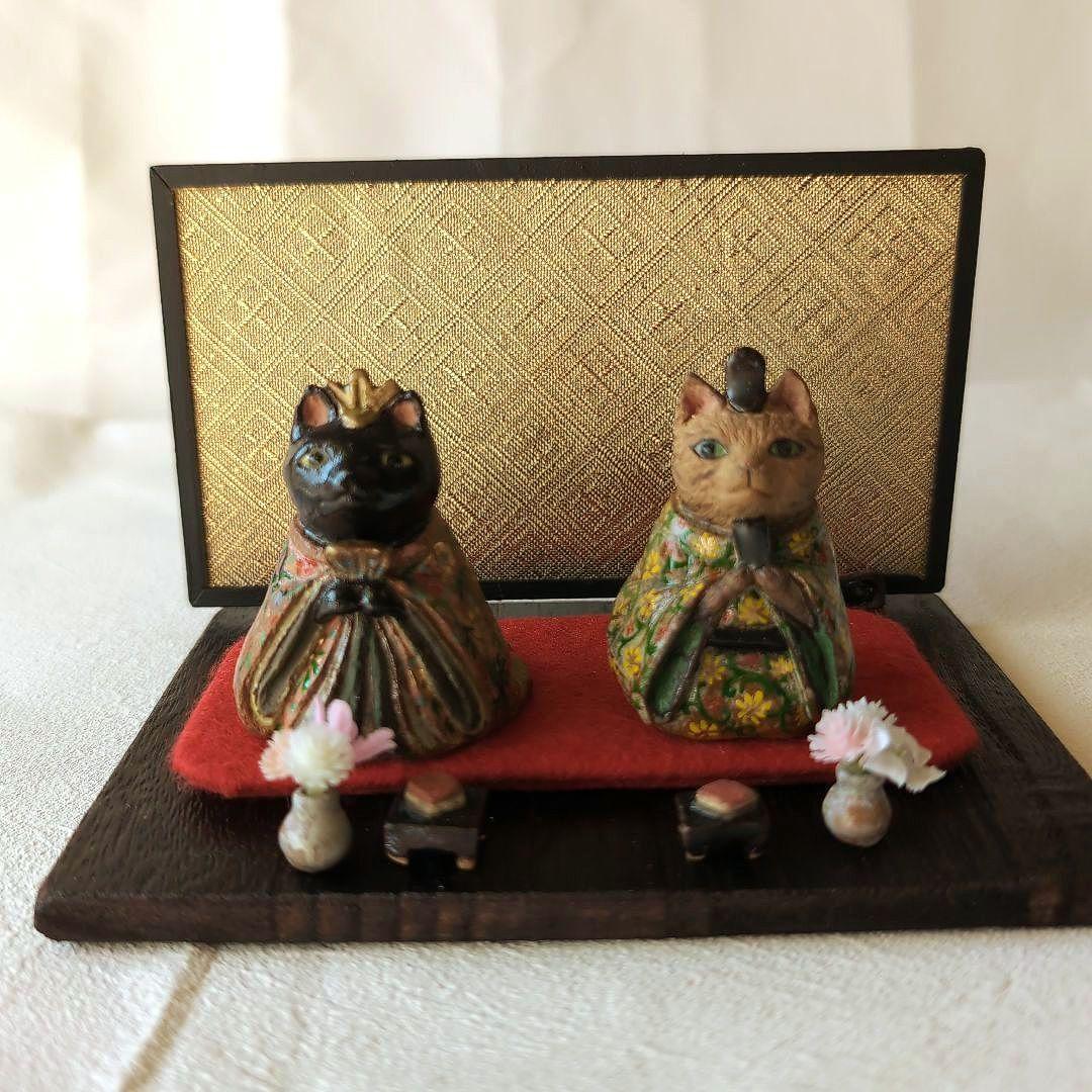 猫の雛人形4 陶器製 伝統的スタイル