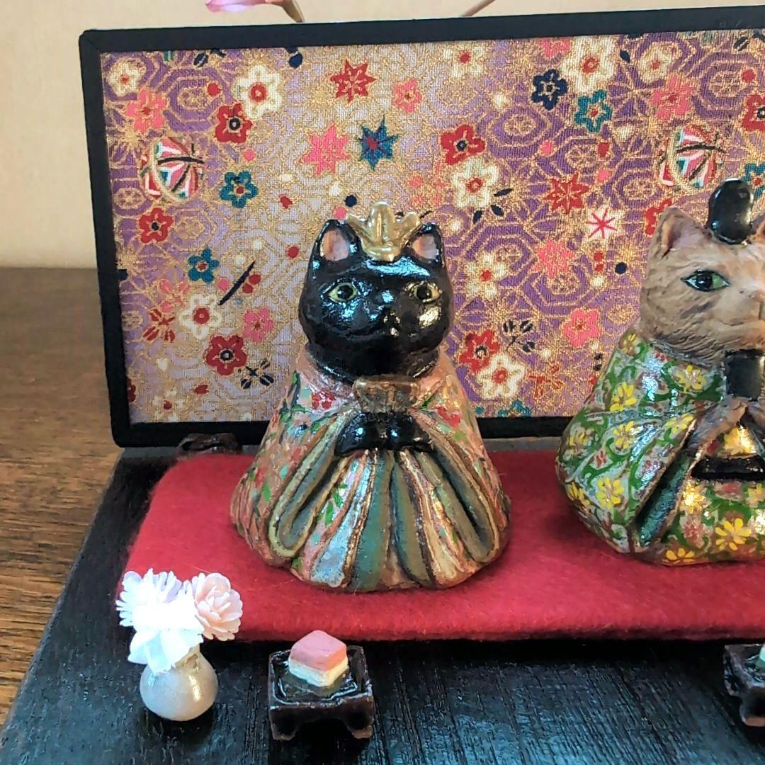 猫の雛人形4 陶器製 伝統的スタイル