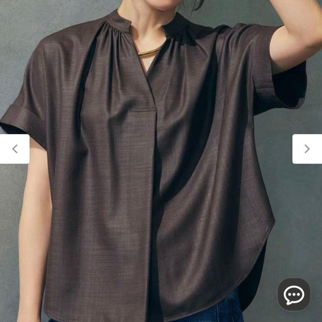 23区 ドライスラブストレッチ スキッパーブラウス