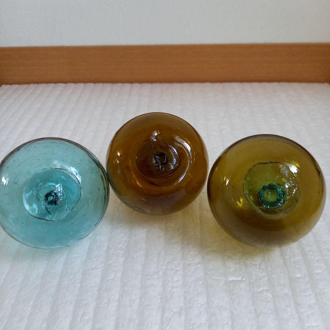 ガラス浮き玉 ガラス玉 青☆缶 茶☆ 茶☆缶