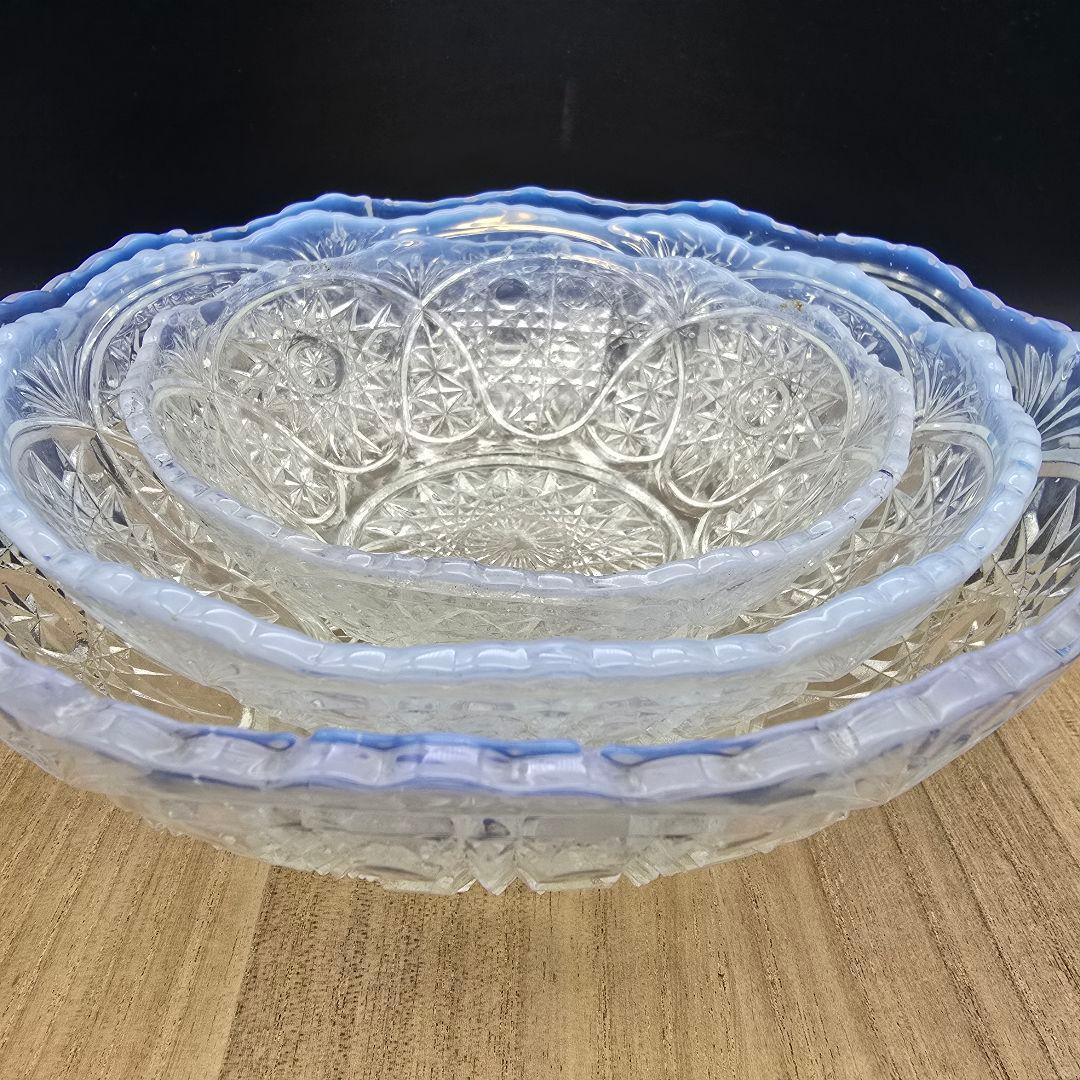 【骨董】大正ガラス 乳白色 小鉢 3個 時代もの
