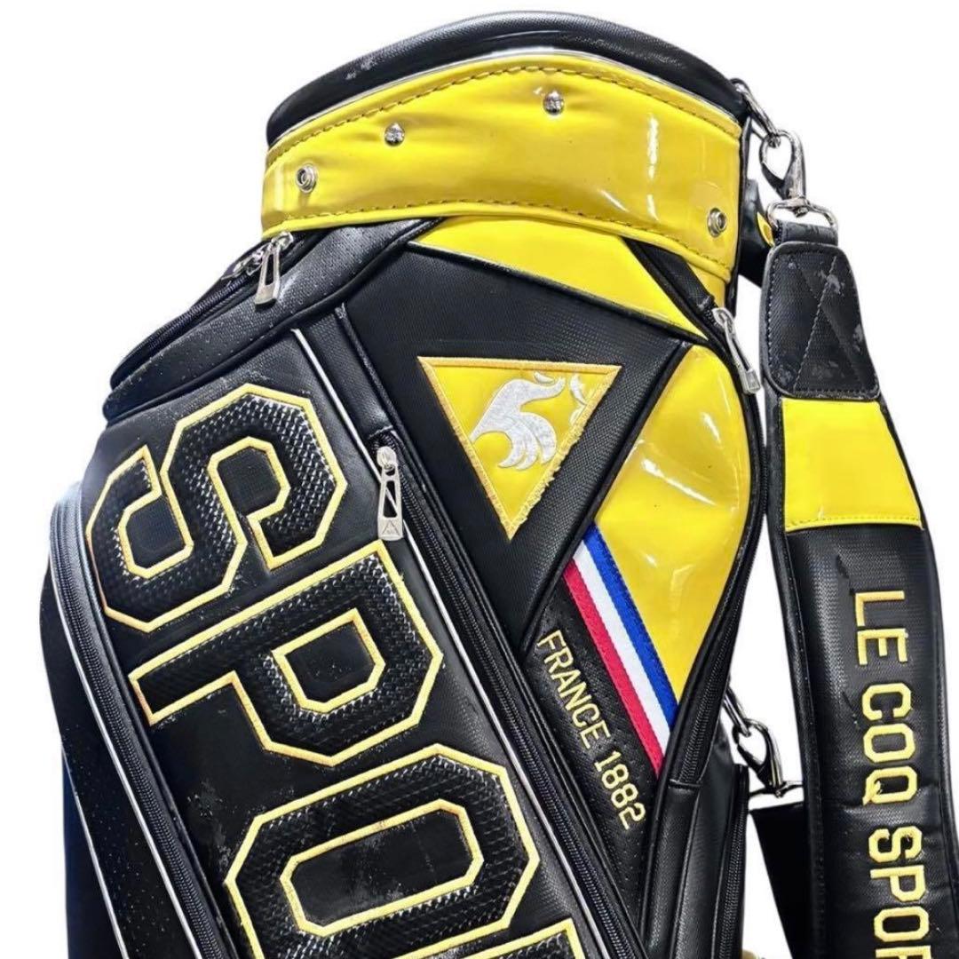 LE COQSPORTIF キャディバッグ イエロ- 9.5型 トリコロール