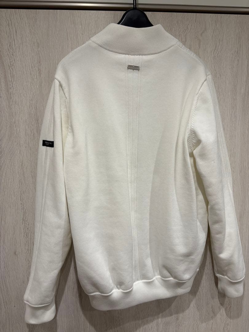 セントアンドリュース　裏地付き　ニットジャケット　ホワイト　メンズ L厚手