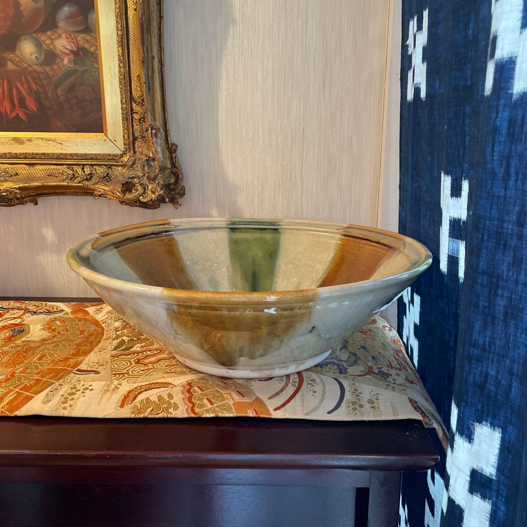 かぜ　お値下げ黄瀬戸　水野半次郎　三彩大鉢