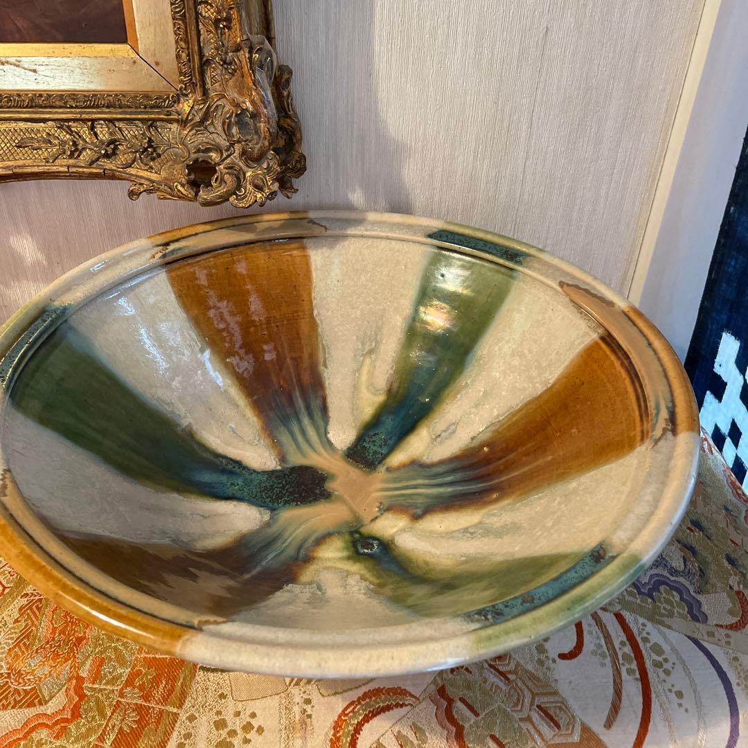 かぜ　お値下げ黄瀬戸　水野半次郎　三彩大鉢