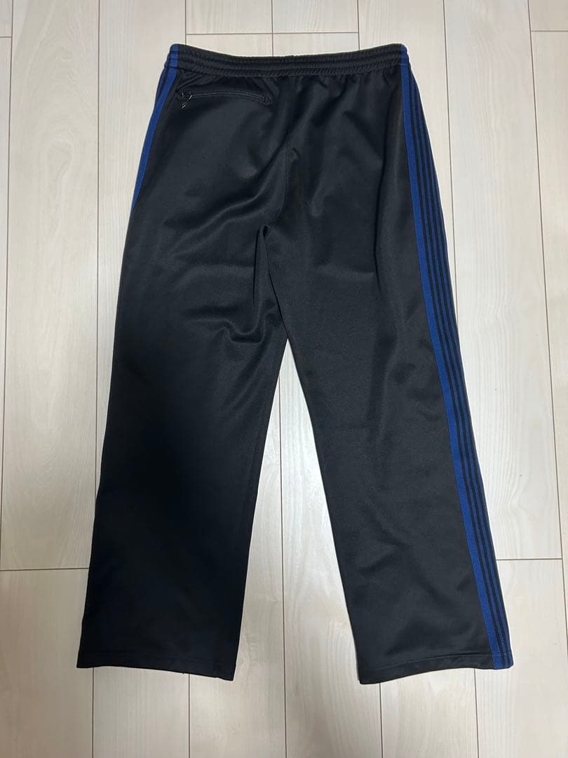 Needles ブラック/ブルー サイドストライプ パンツ L